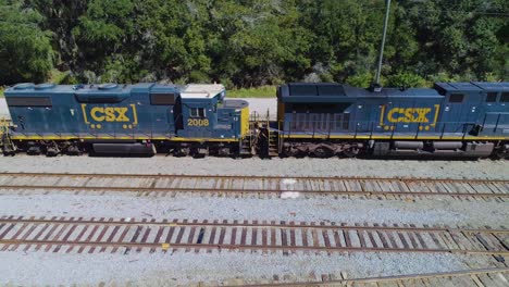 Video-De-Drones-De-4k-De-Trenes-Y-Locomotoras-En-El-Patio-De-Trenes-De-Csx-Winston-En-Lakeland,-Florida