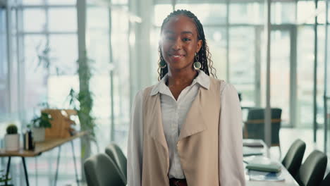 happy and confident businesswoman in modern office
