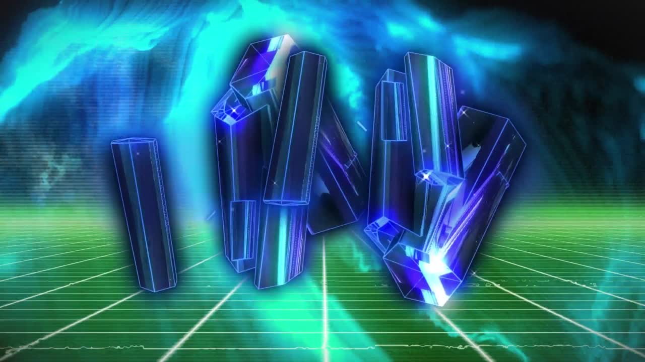 animación de un patrón abstracto iluminado en 3d sobre ondas de humo contra el espacio digital en el fondo