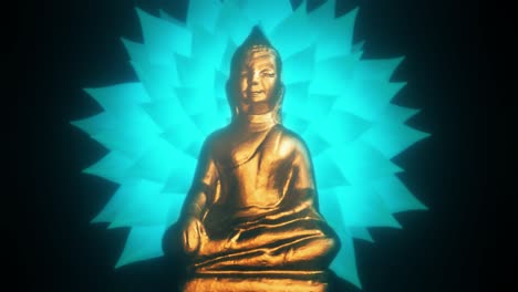 looped animation of buddha statue with endless flower blooming