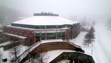 the holmes center in the snow, appalachian state university in boone nc, north carolina