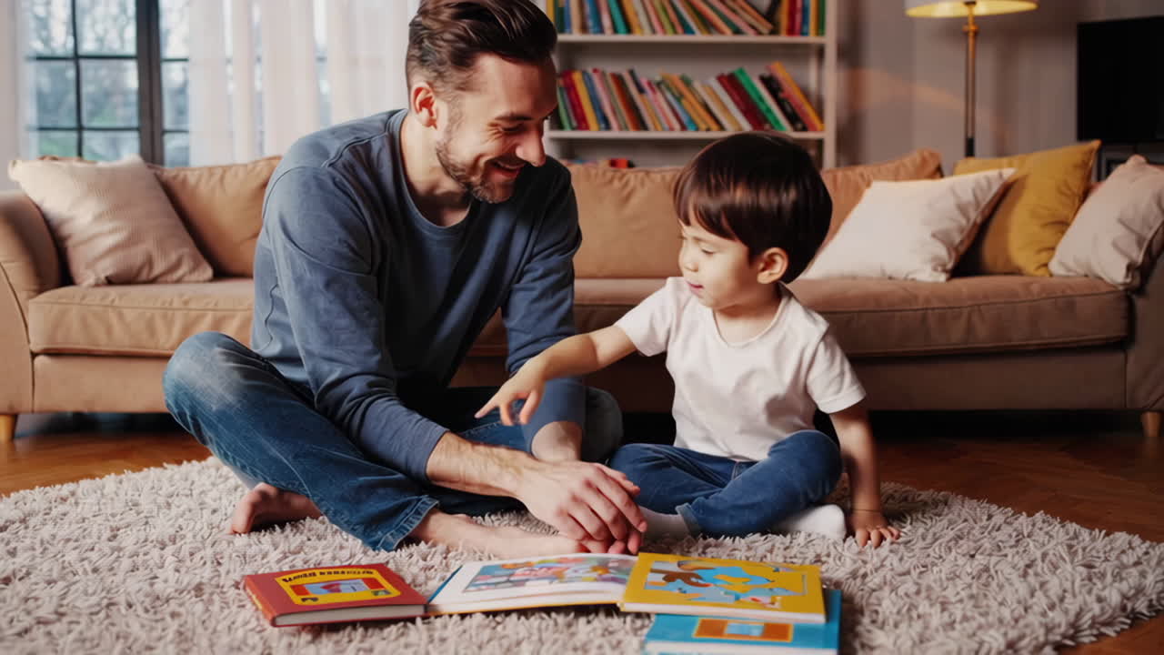 padre e hijo leyendo juntos