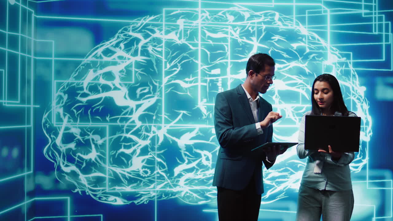 Team of engineers brainstorming ways to develop AI