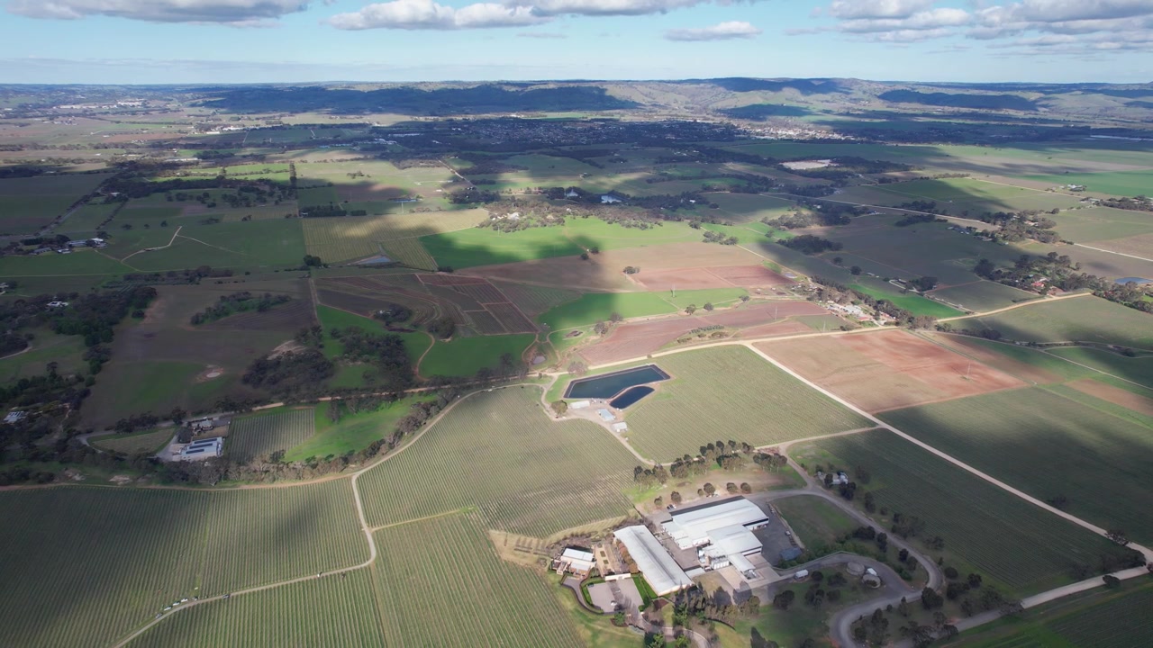Scenery Of Vast Fields In Barossa Valley, South Australia - Aerial Panoramic