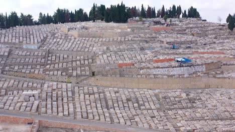 panoramic view of the mount of olives jewish cemetery in jerusalem
