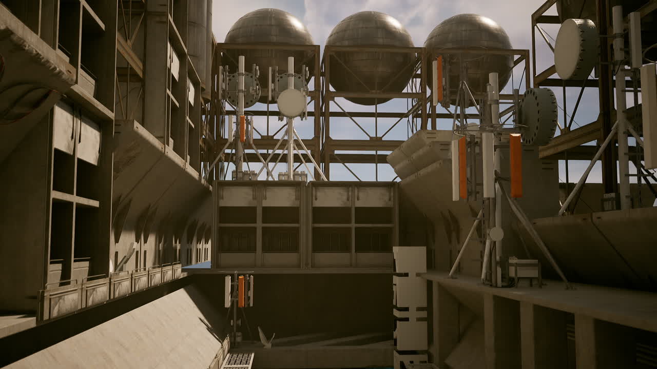 Paesaggio urbano industriale futuristico