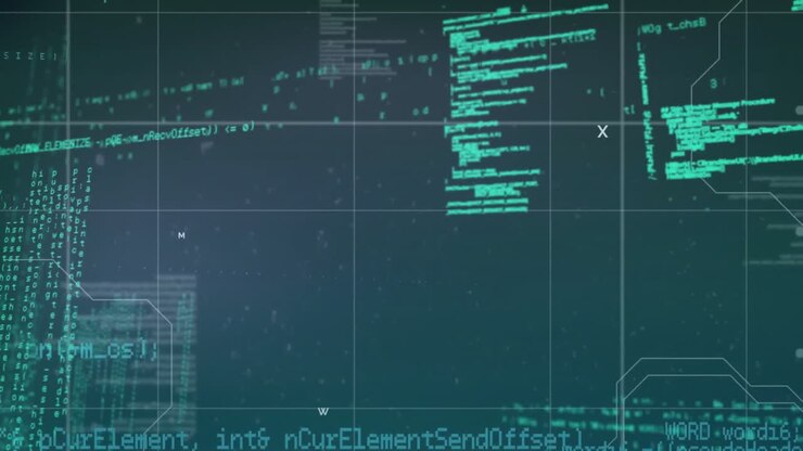 Animation of data processing on green background