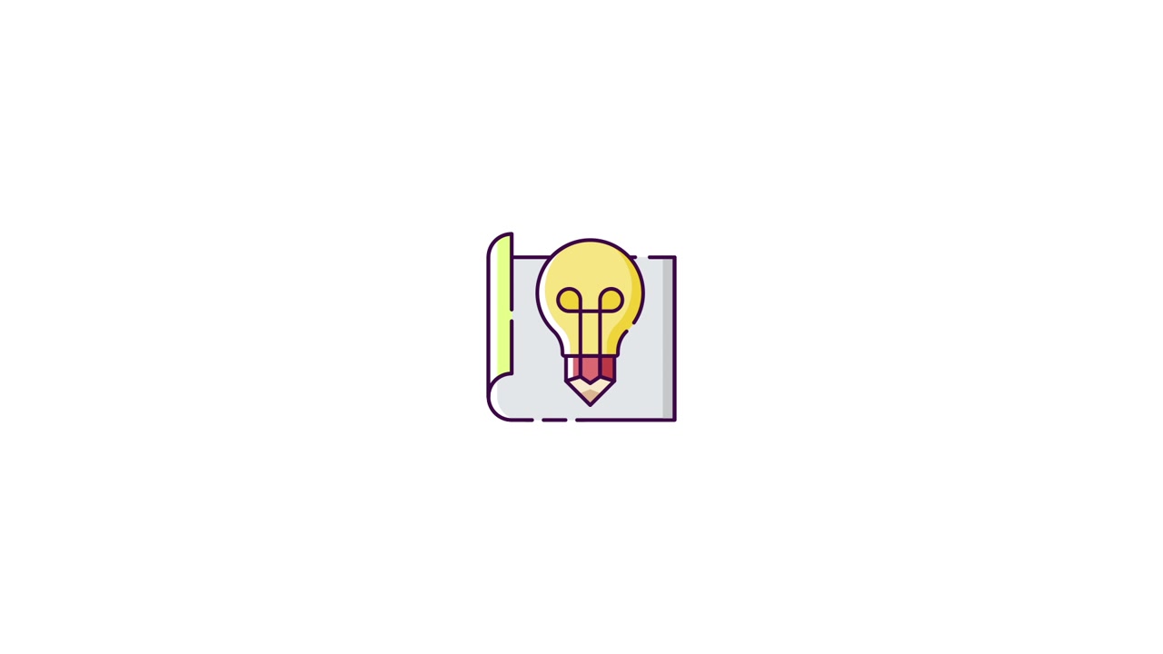 Icona animata di lampadina e matita per la generazione di idee creative