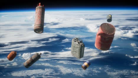contaminación de la atmósfera del planeta tierra y el espacio