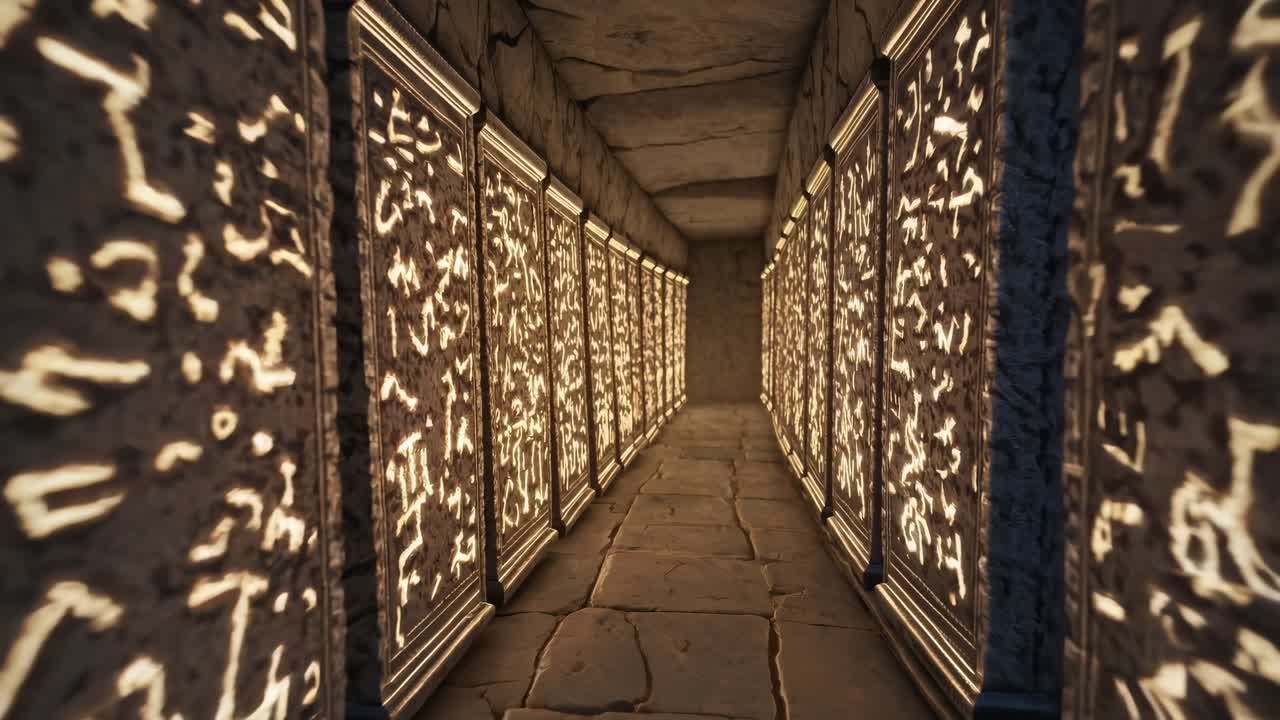 Ancient Tunnel with Hieroglyphs