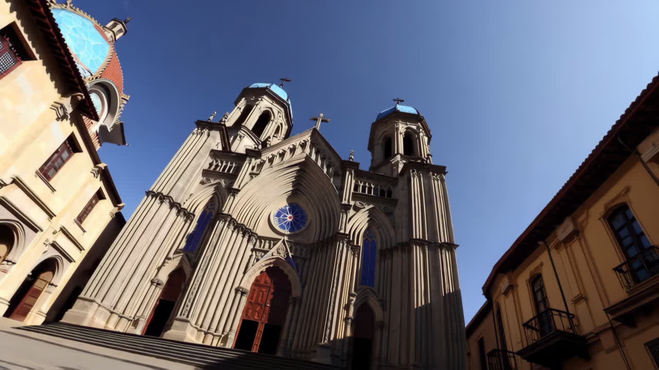 Grand Cathedral Architecture Under a Clear Blue Sky