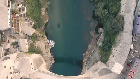 top down drone footage of mostar