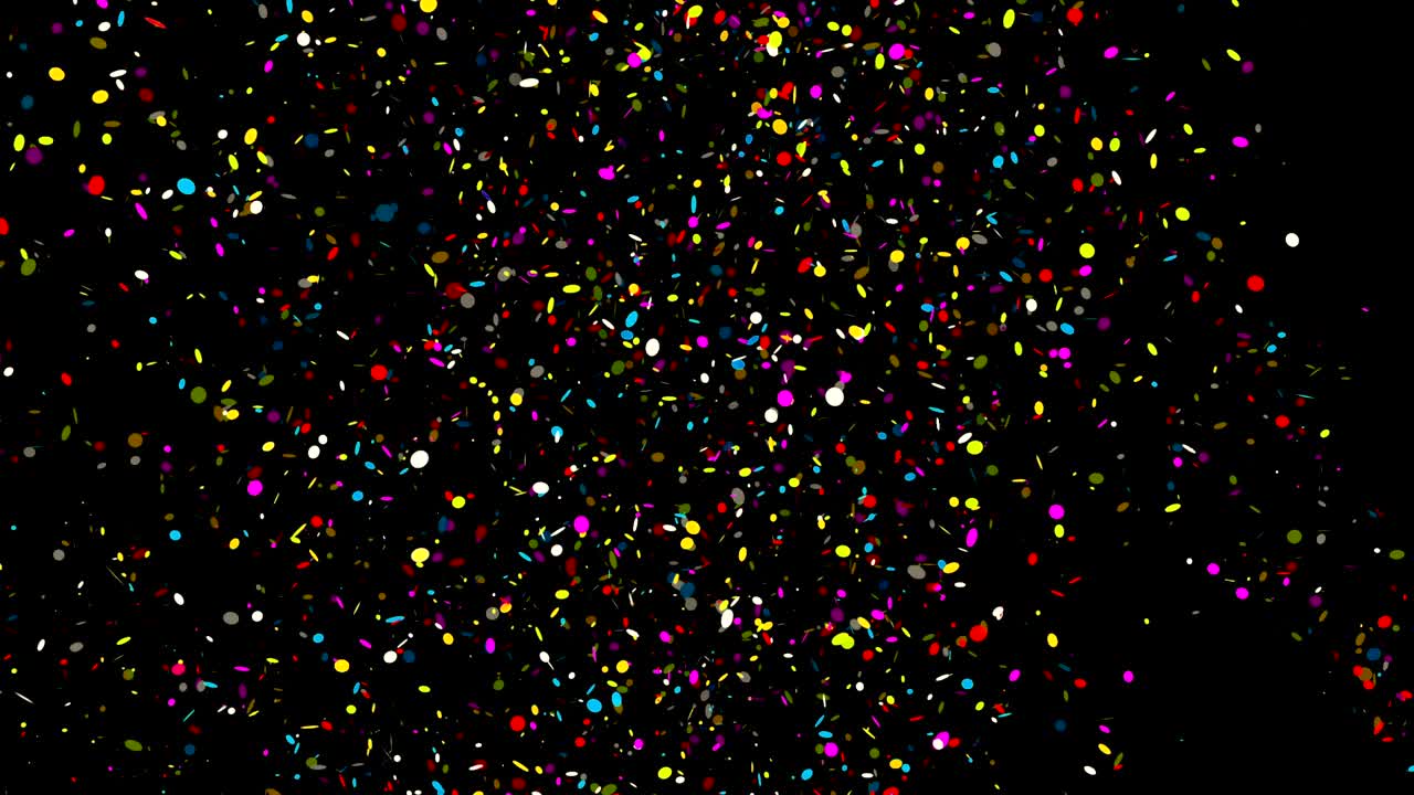 confeti colorido sobre un fondo negro