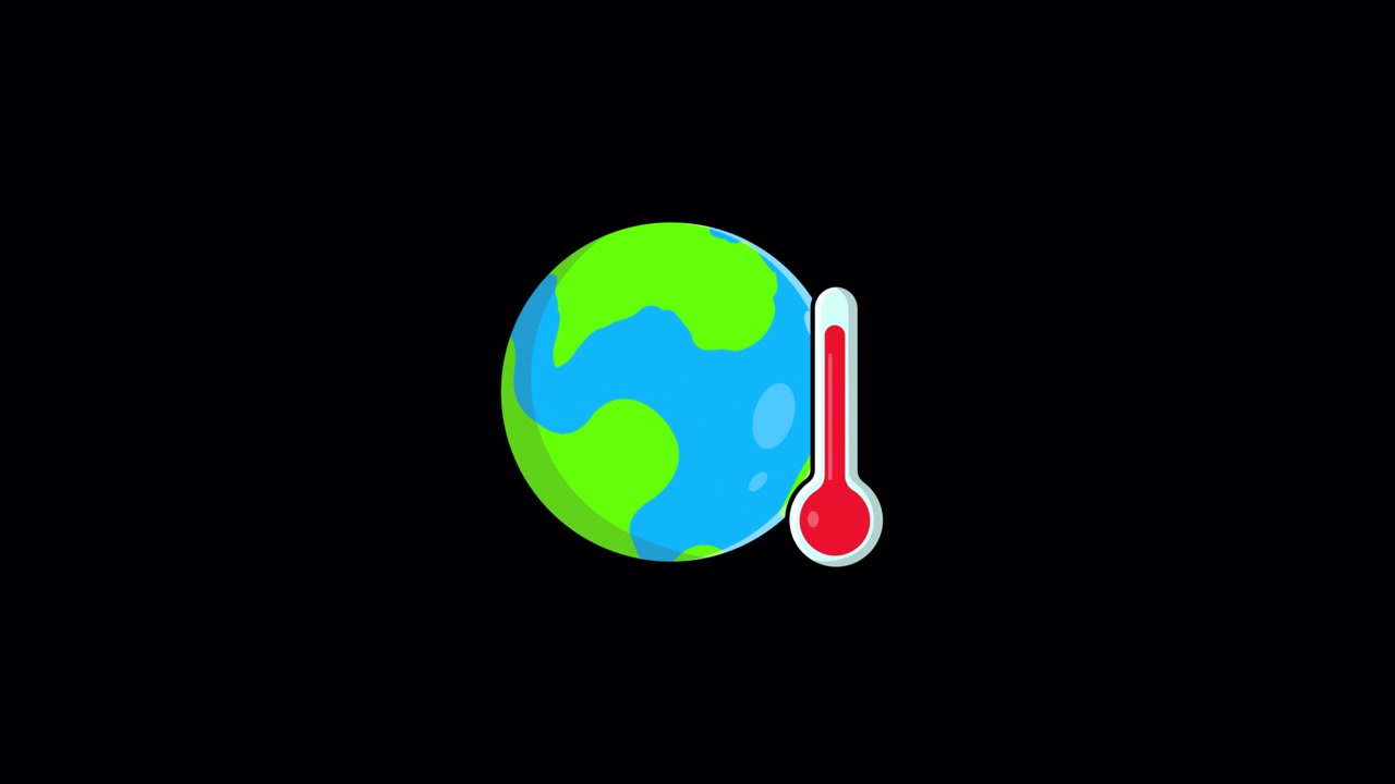 Animated Earth and Thermometer Icon for Global Warming