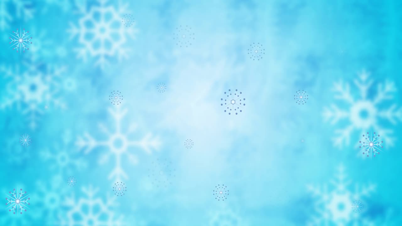 파란색 배경에 떨어지는 눈송이의 애니메이션