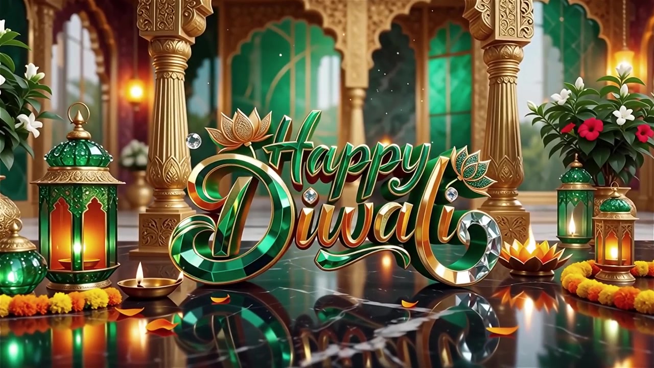 Happy Diwali Background with Diya Lamps