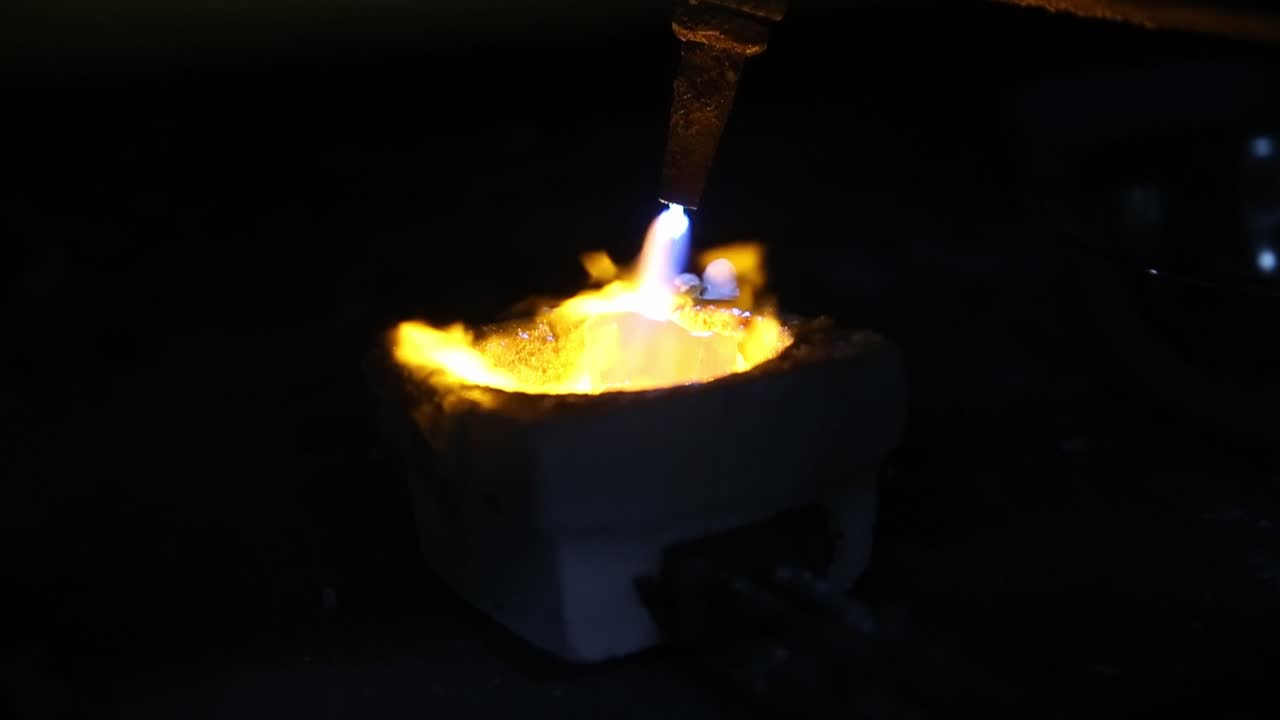 Melting gold illegally mined in the fragile environment of the Amazon rainforest