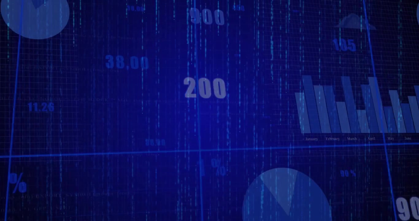 On startup data dashboard elements emerging and updating across grid for visualizing analytics