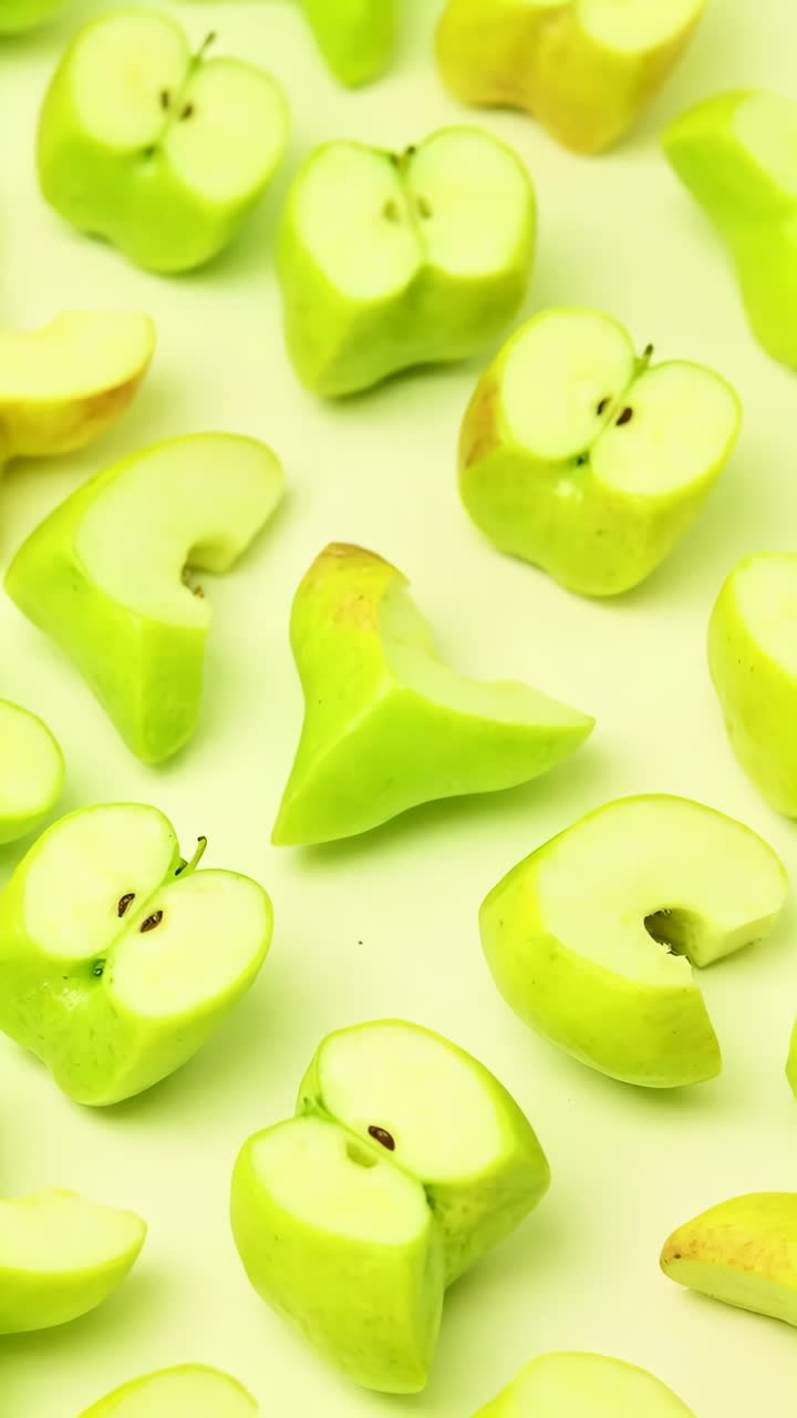 Motivo con spicchi e fette di mela verde