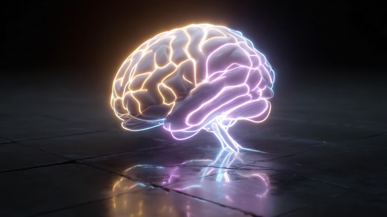 Una rappresentazione visivamente straordinaria, generata al computer, di un cervello umano circondato da un alone luminoso, che dimostra tecniche di arte digitale all'avanguardia e mette in evidenza concetti neurologici