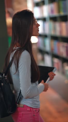 estudiante en una biblioteca