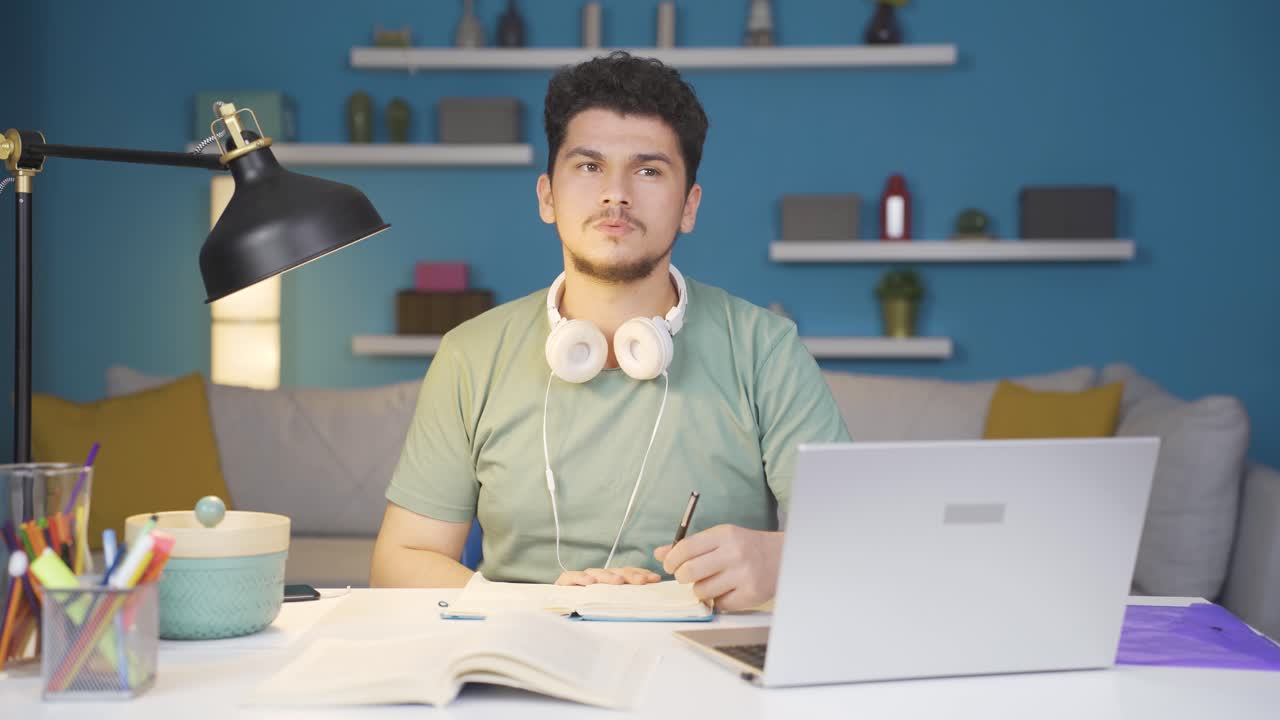 Successful and smart male student who saves.