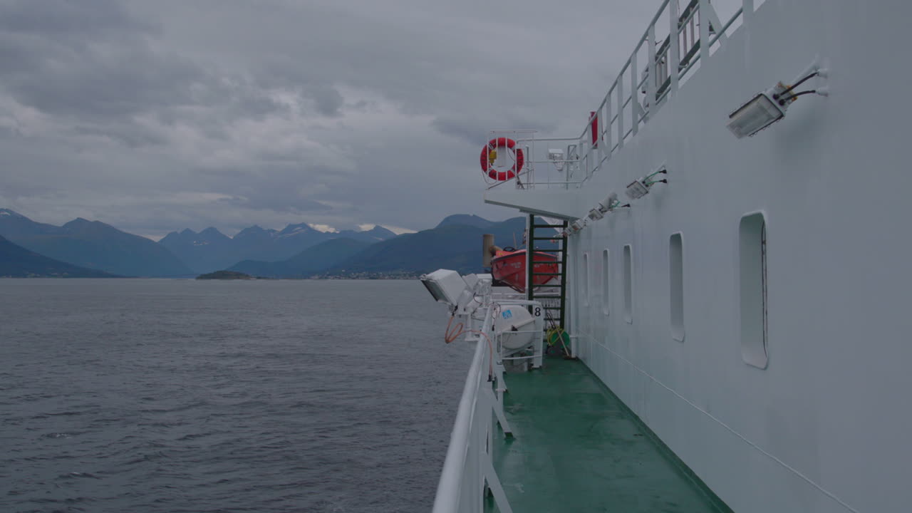 A distant shore viewed from the ferry