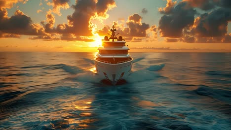 luxury yacht cruising at sunset