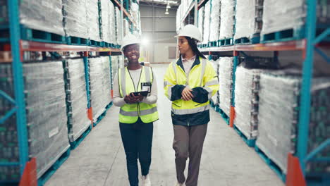 Warehouse,-logistics-and-women-with-tablet