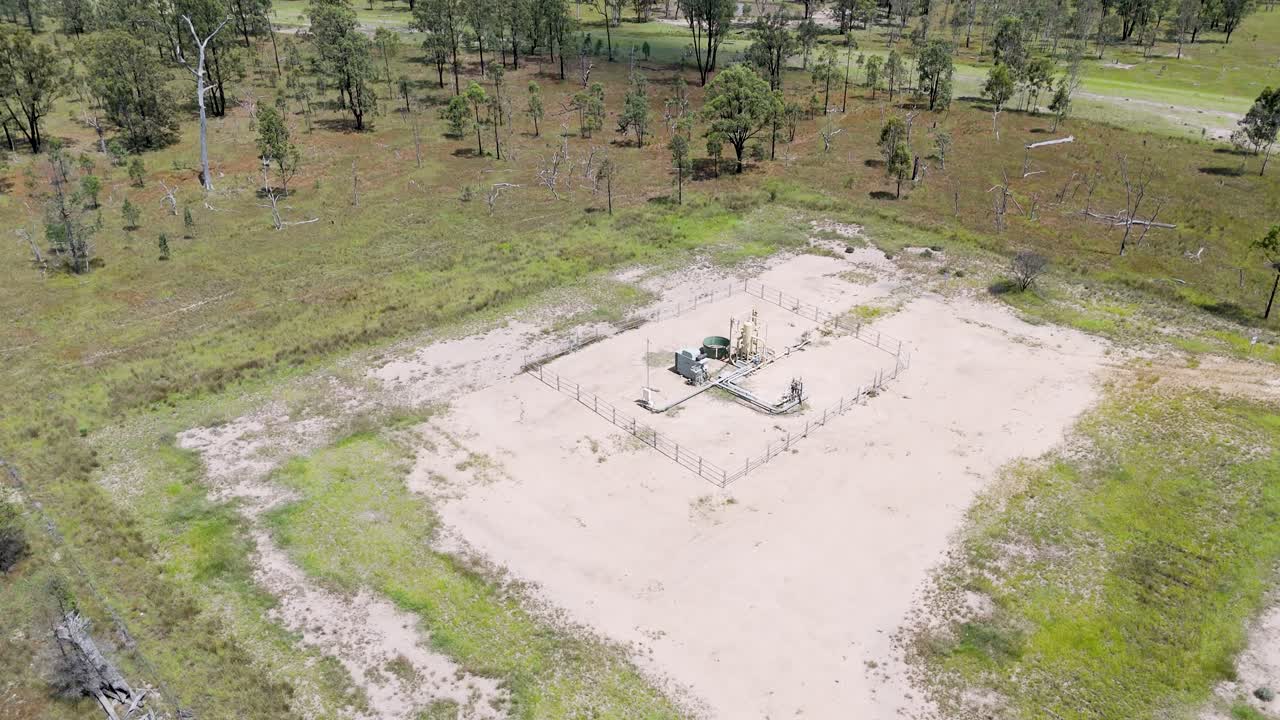 vista aérea de la operación de extracción de recursos de gas