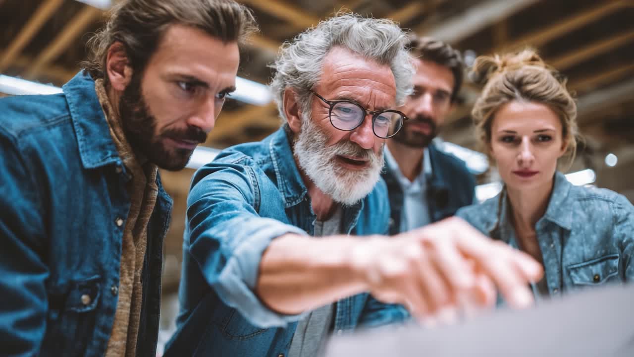 Un Gruppo Diversificato che Collabora a un Progetto: Professionisti Coinvolti che Analizzano Concetti Visivi in un Ambiente di Lavoro Creativo.