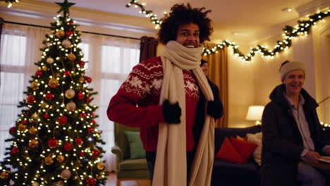 people celebrating christmas holidays at home