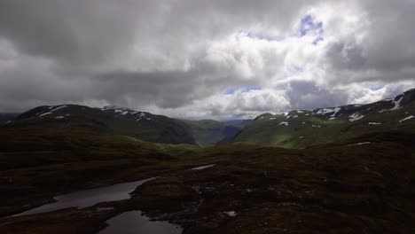 aerial of a mountain pass in norway