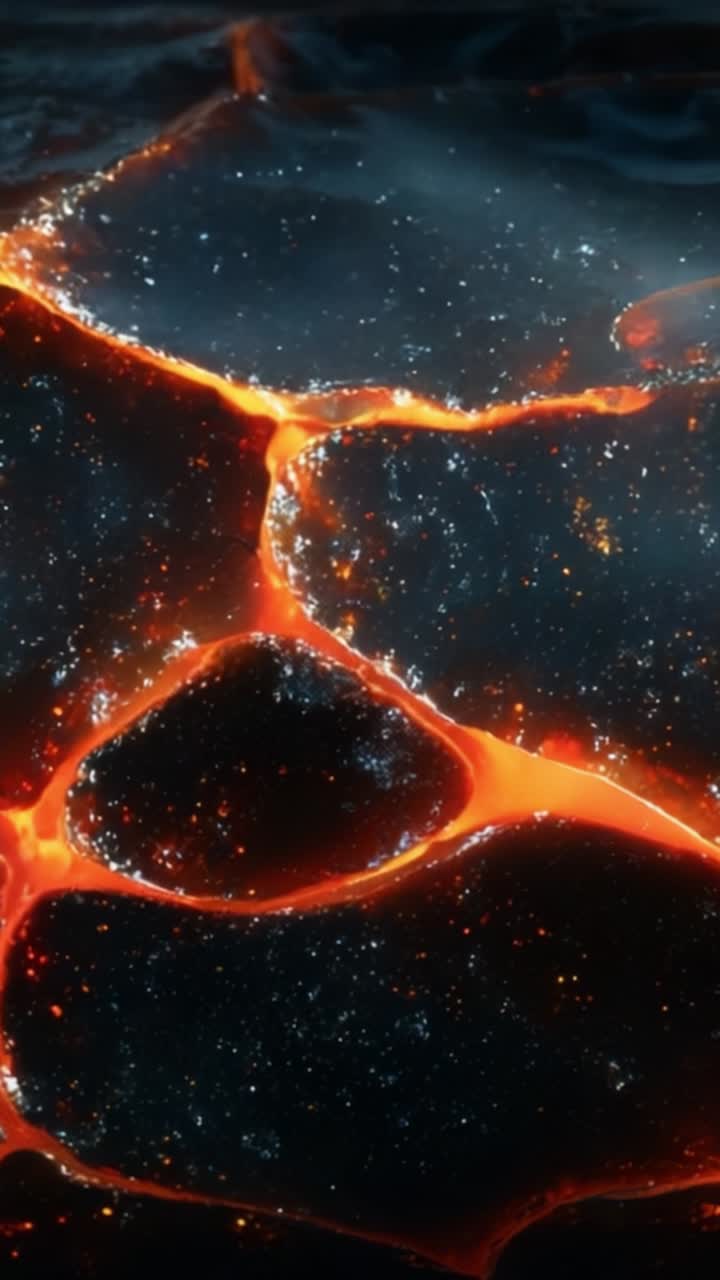 Maestoso Flusso di Lava: Visualizzazione Accattivante di Roccia Fusa Sotto la Superficie, che Irradia Calore ed Energia in un Caleidoscopio di Colori e Texture Infuocati