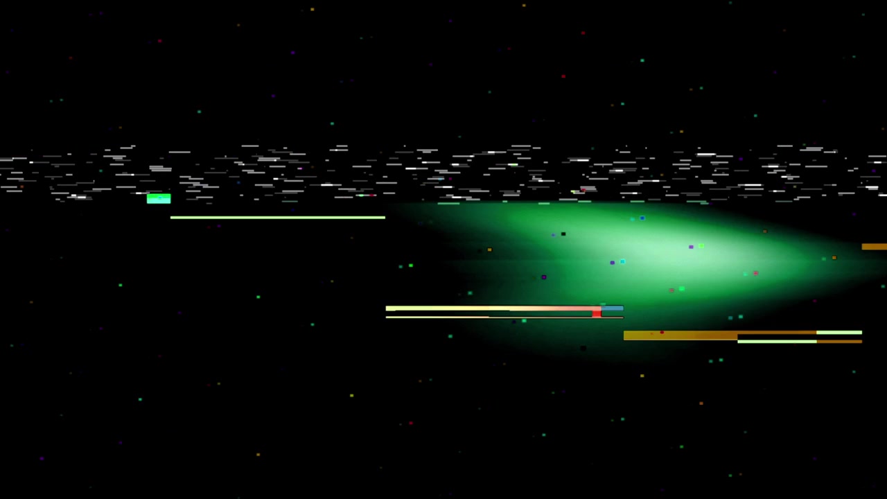 Effetto Glitch Digitale con Luce Verde e Rumore Astratto
