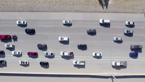 aerial view of traffic driving at interstate 15 in utah, usa