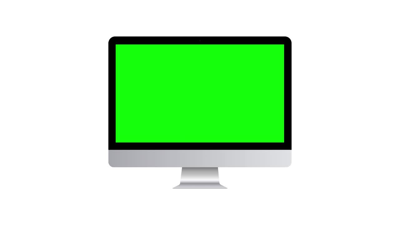 Monitor mockup with green screen isolated on white background