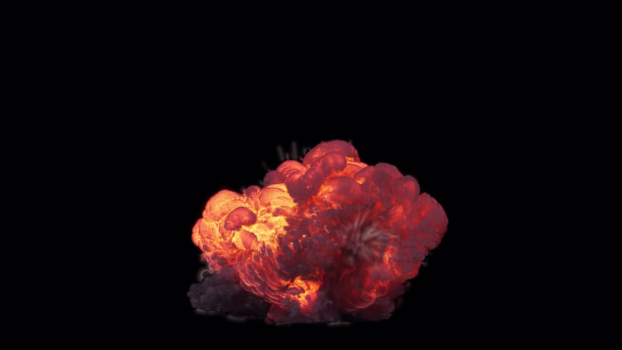 Massive fiery explosion on transparent background