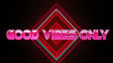 Animation-of-good-vibes-only-text-with-shapes-over-black-backround
