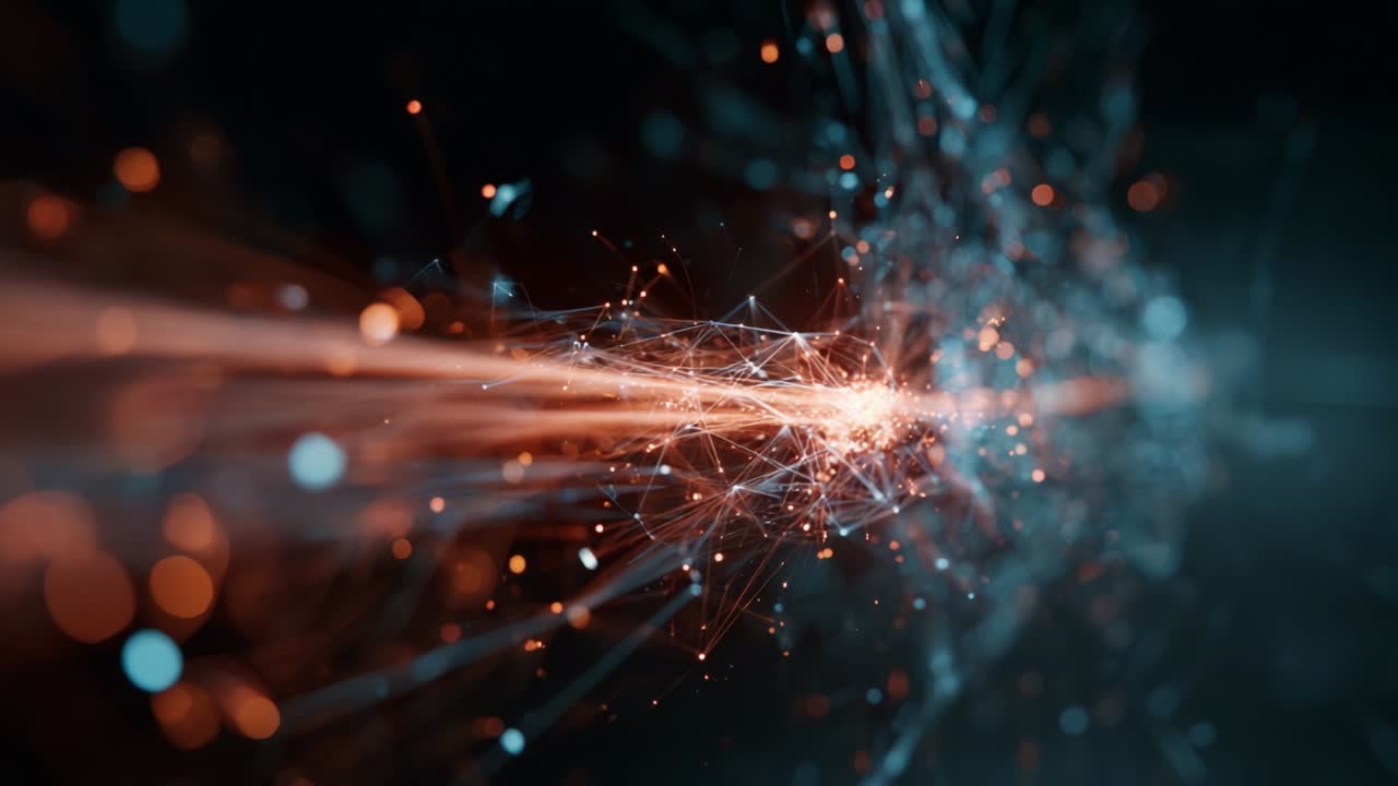 A stunning visual representation of dynamic energy transmission, showcasing intricate patterns of light and particle movement, symbolizing the interplay between technology and nature in a mesmerizing digital landscape
