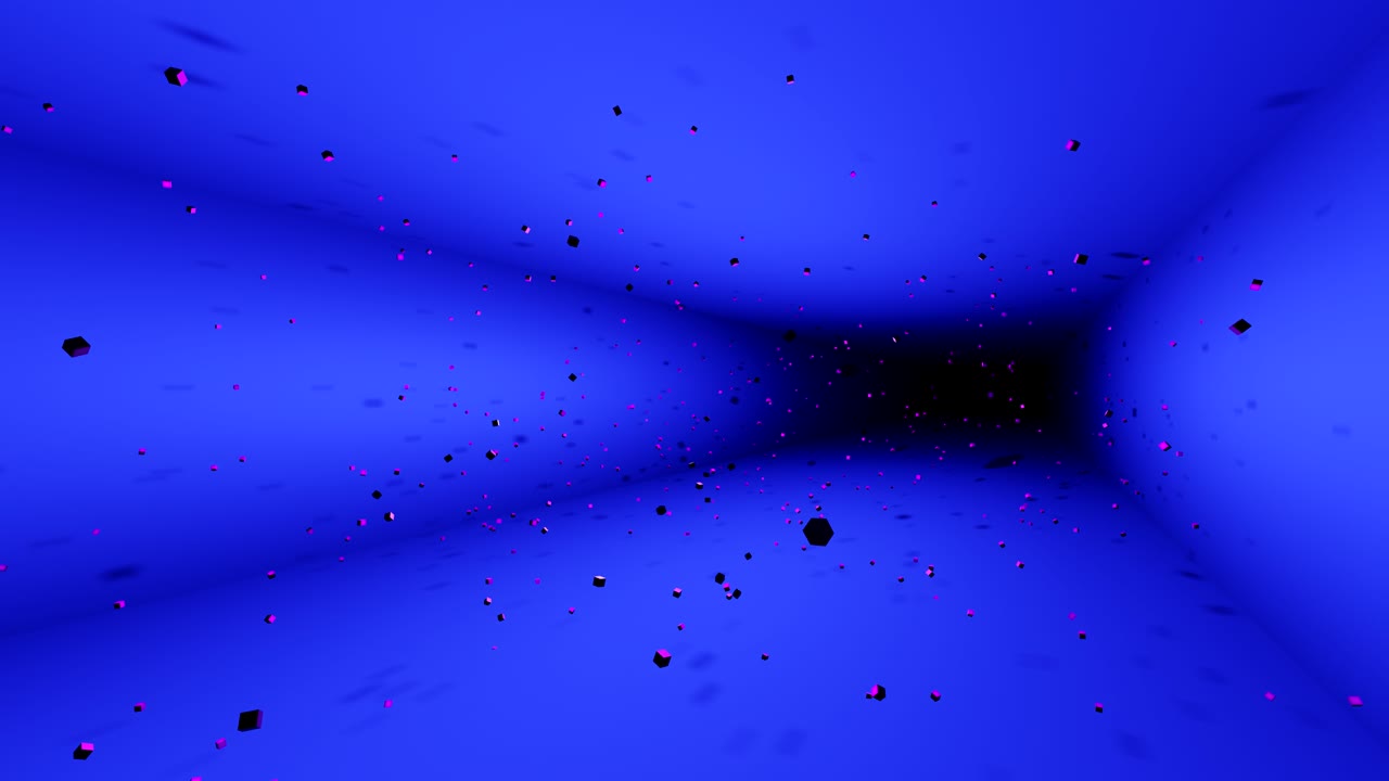 미래의 방과 날아다니는 큐브 3d 렌더링