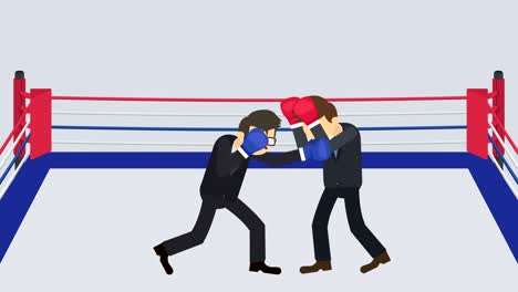 business man battle in boxing gloves. business competition concept. loop illustration in flat style.