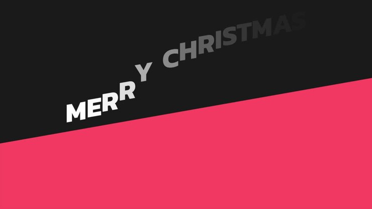 Modern Merry Christmas text on black and red background
