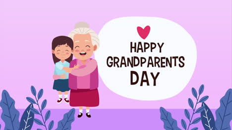 happy grandparents day card with grandmother lifting granddaughter