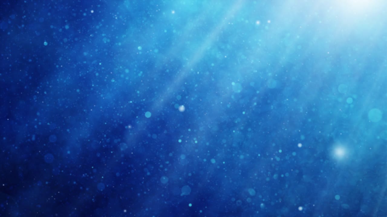 Abstract Background with Dynamic Blue Beams and Bubbles in Turbulent Motion - Dynamic Underwater Scene – Glowing Turquoise Rays and Fluid Patterns