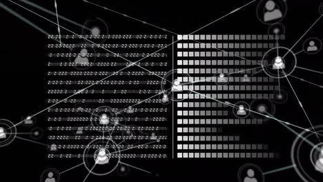 animación del procesamiento de datos de codificación binaria y red de conexiones