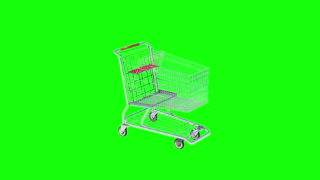 el carrito de compras se representa en 3d sobre un fondo verde