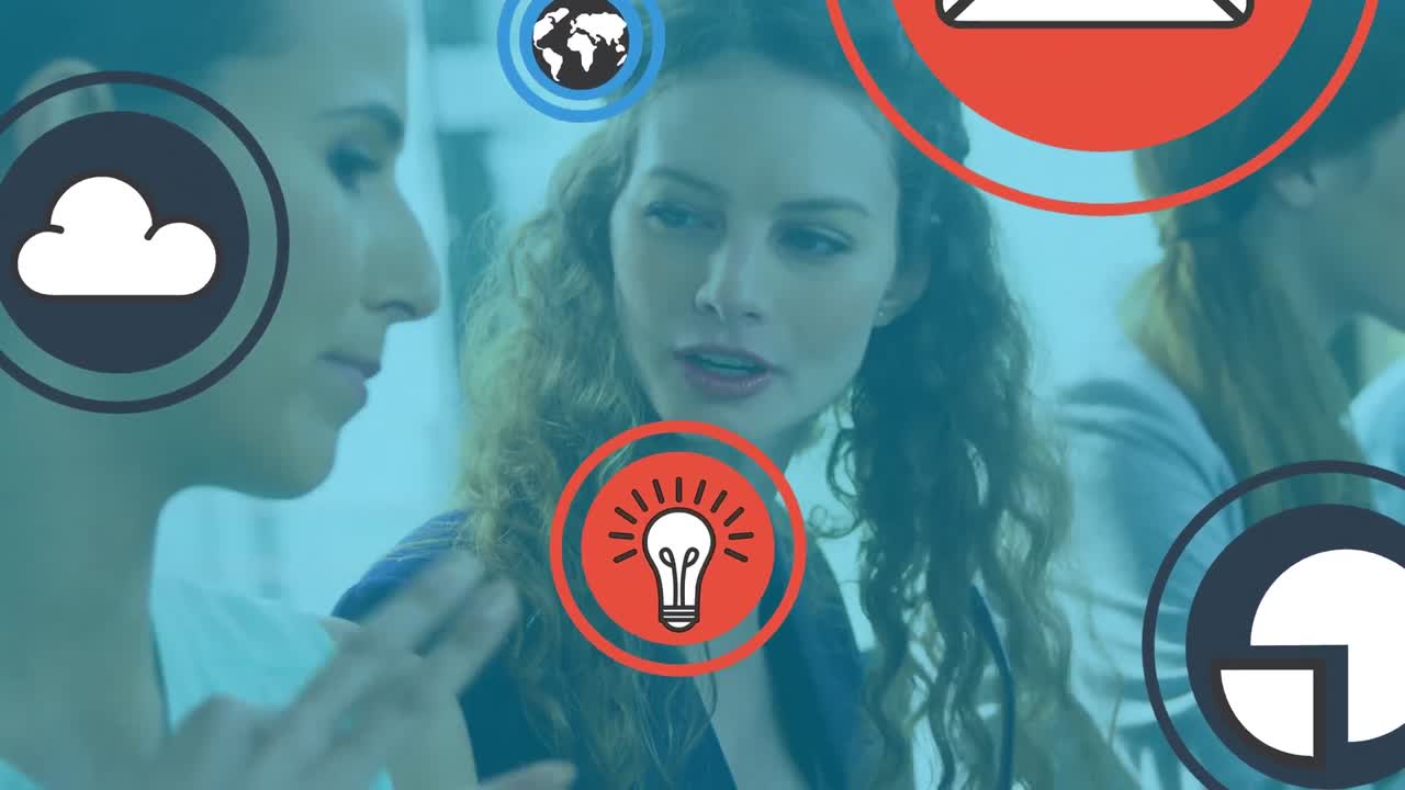 animación de iconos en línea sobre diversas personas de negocios que usan auriculares de teléfono