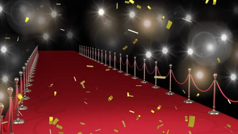 Animation-of-gold-confetti-over-red-carpet