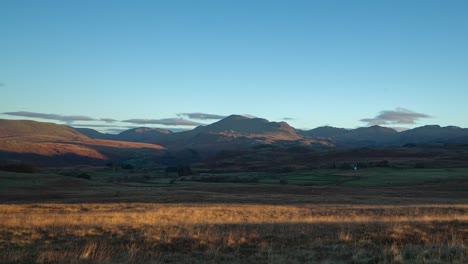 lake district national park, birker fell towards hard knott southern lakes sunrise time lapse cumbria